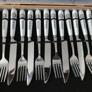 Versace Silver and White Flatware Set